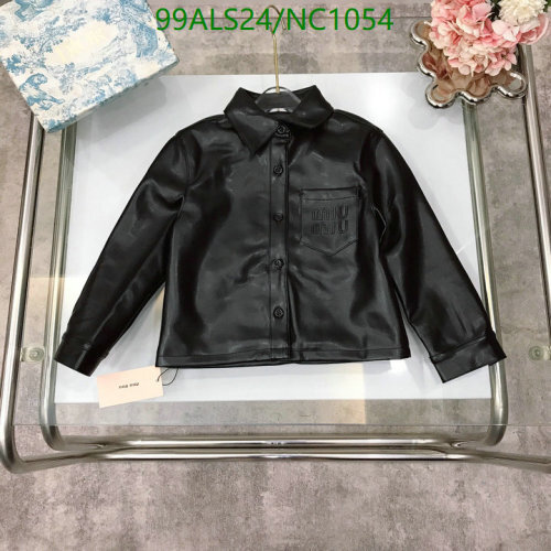 Miu Miu Kids' Black Faux Leather Shirt with Embossed Logo Pocket