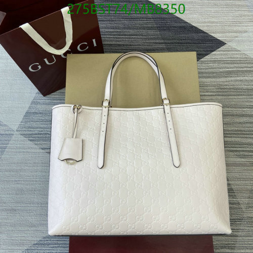 Gucci Embossed Leather Tote Bag White 37 x 31 x 16 cm