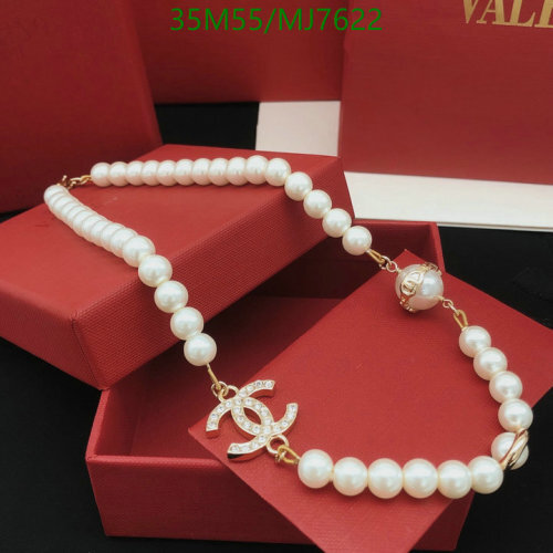 Chanel Women's Imitation Pearl Necklace with Crystal CC Logo, Gold Finish