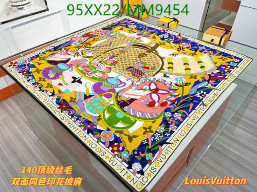 Louis Vuitton Silk Wool Square Scarf 140cm - Designer Shawl