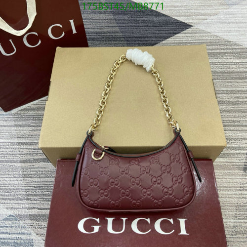 Gucci Half Moon Mini Bag in Burgundy Guccissima Leather with Chain Strap