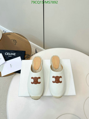Celine Women's Espadrille Mules in White Cowhide Leather, Size EU35-EU40