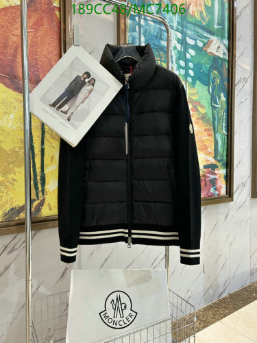 Moncler Men's Black Down Jacket Knit Sleeves, Unisex Style, Sizes 1-5