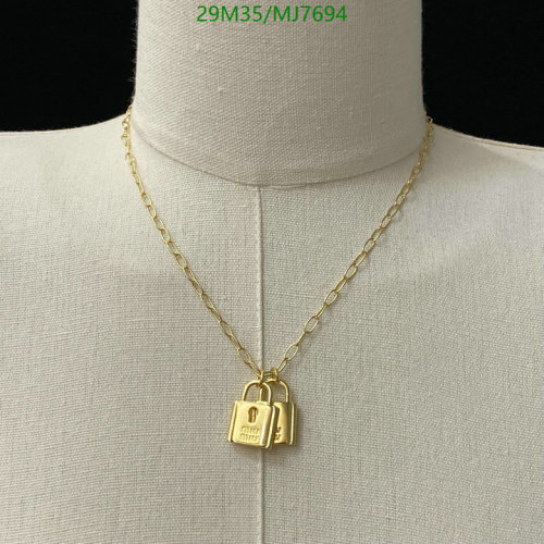 Miu Miu Gold-Tone Lock Pendant Necklace, Stylish Accessory for Women