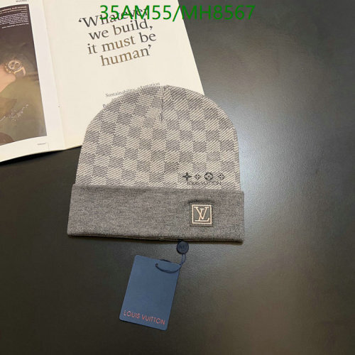Louis Vuitton Damier Beanie Hat Wool Grey, Warm Winter Hat, Knit Cap, Gift for Him