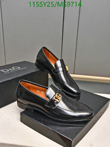 Dolce & Gabbana Men's Black Leather Loafers with Gold-Tone DG Logo Detail