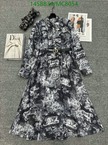 Dior Printed Cotton Midi Dress with Belt | Elegant Designer Women's Clothing
