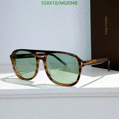 Tom Ford MG8948 Aviator Sunglasses | Brown Tortoise Frame, Green Lens, 58mm