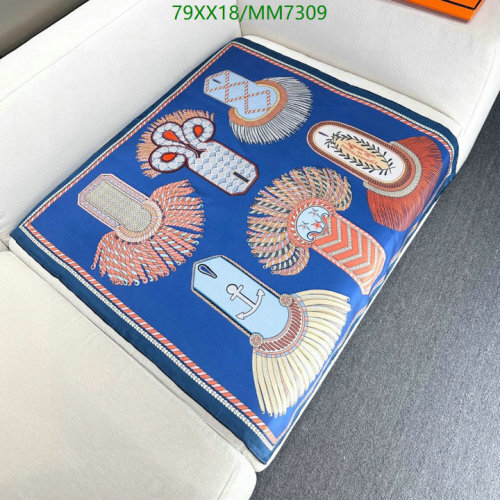 Hermès Silk Scarf 90x90cm - Vibrant Blue with Unique Military-Inspired Design