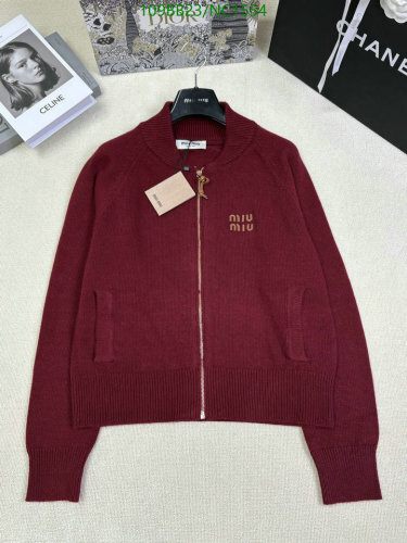 Miu Miu Wool Zip-Up Cardigan, Burgundy, Women's, Sizes S-L, Elegant Winter Wear