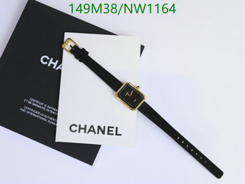 Chanel Watch - Black Leather Strap, Gold-Tone Case, Quartz Movement - 20-25mm