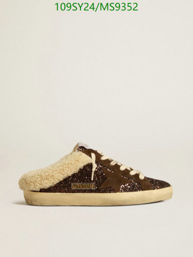 Golden Goose Brown Glitter Star Sneakers With Shearling Trim Women's Shoes