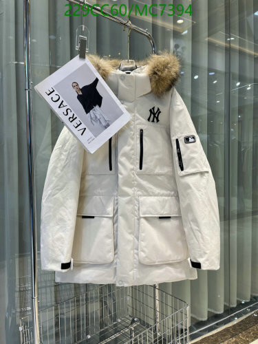 MLB Women's White Duck Down Jacket with Wolf Fur Trim - Warm & Stylish