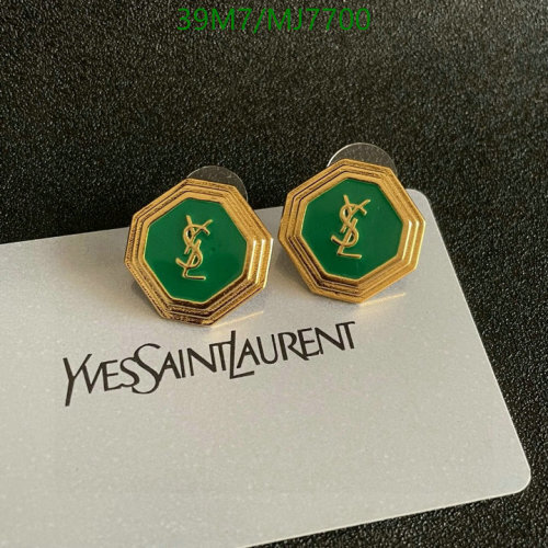 Yves Saint Laurent Gold-Tone & Green Earrings with YSL Logo - MJ7700 3 Yves Saint Laurent Gold-Tone & Green Earrings with YSL Logo - MJ7700