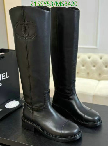 Chanel Women's Black Leather Knee-High Boots, MS8420, Sizes EU35-41 6 Elegant Black Leather Knee-High Boots for Women, EU Size 35-41