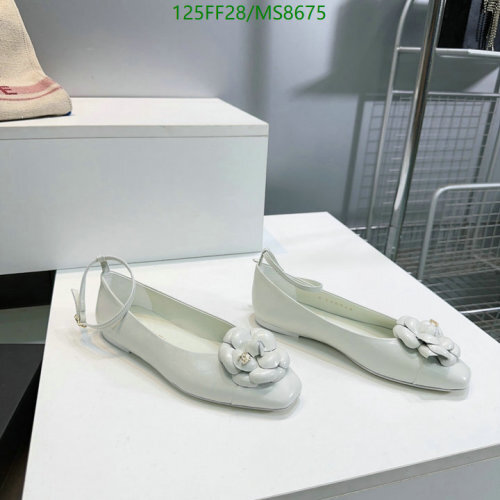 Chanell Women's MS8675 Leather Ballet Flats with Camellia Flower Detail