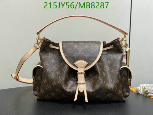 Louis Vuitton Monogram Coated Canvas Leather Trim Shoulder Bag 36 cm