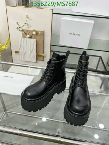 Balenciaga Women's Leather Lace-Up Platform Ankle Boots - Black, EU35-41
