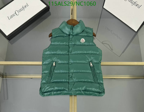 Moncler Kids Green Down Padded Vest: Stylish & Warm for Boys and Girls