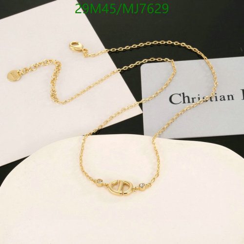 Dior MJ7629 Gold Finish Necklace with CD Signature and Crystal Details