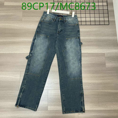 Louis Vuitton Blue Jeans with Signature Monogram Patches - Stylish Denim