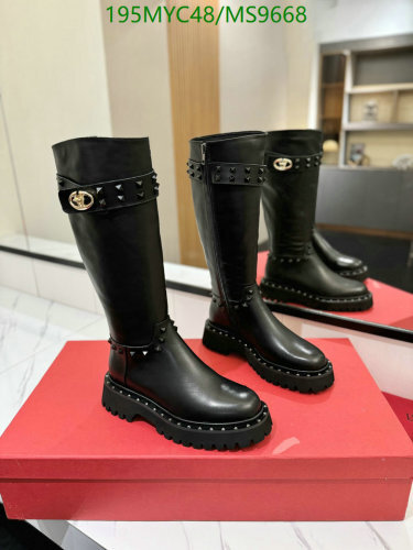 Valentino Black Cowhide Knee-High Boots with Studded Straps - Women's EU35-42