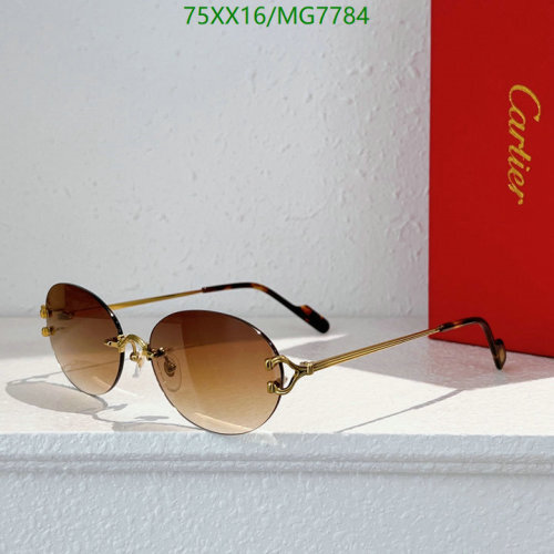 Cartier MG7784 Rimless Oval Sunglasses, Golden Frame, Brown Gradient Lenses