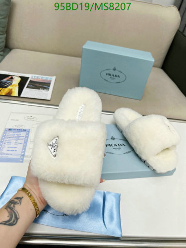 Prada Women's Shearling Slides MS8207 - Cozy & Luxurious Open Toe Slippers