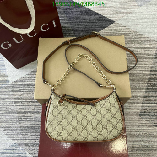 Gucci Half-Moon Mini Bag in Beige GG Supreme Canvas with Leather Trim