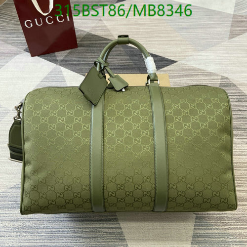 Gucci Olive Green Canvas Duffle Bag with Leather Trim - 52 x 32 x 28 cm