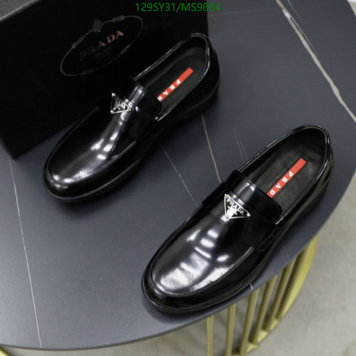 Prada Men's Black Leather Loafers with Iconic Logo - EU38-45