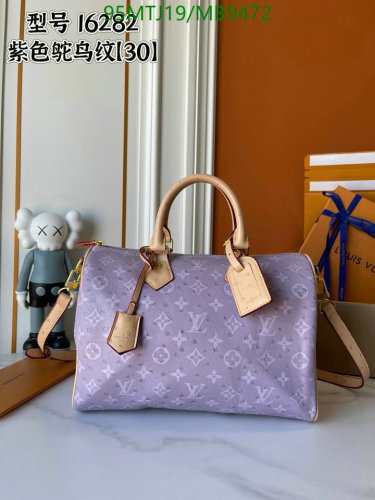 Louis Vuitton Speedy 30 Lilac Ostrich Embossed Leather Satchel Bag