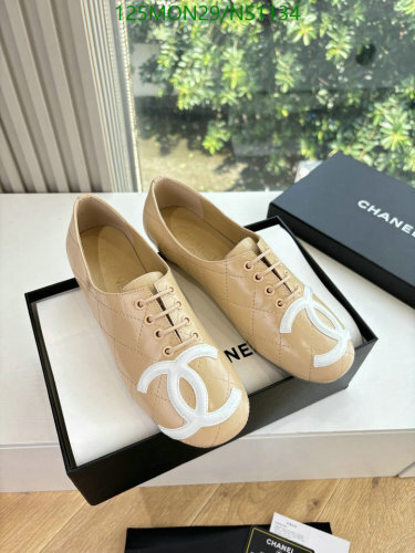 Chanell Women's Beige Sheepskin Lace-Up Shoes
