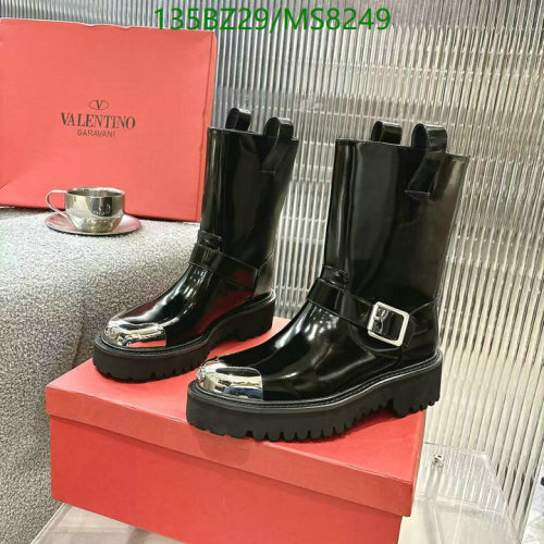 Valentino Garavani Black Patent Leather & Sheepskin Women's Ankle Boots