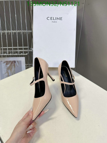 Celine Women's Pointed Toe High Heel Pumps in Cowhide and Lambskin Leather