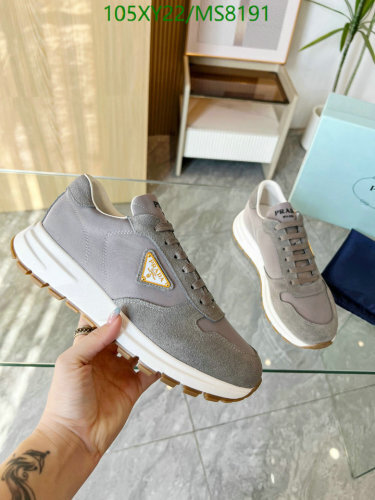 Prada Women's Gray Sheepskin Low-Top Sneakers - EU35-46 Unisex