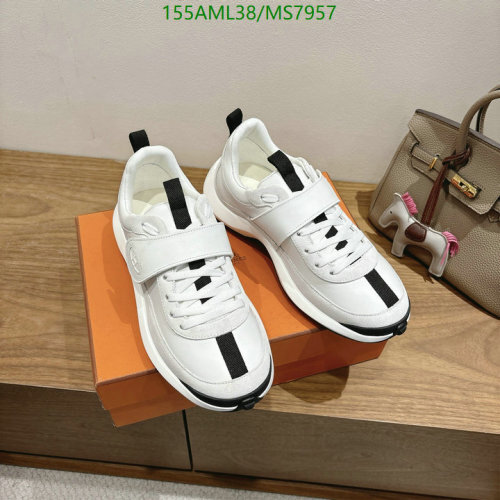 Hermès Men's White Leather Sneakers - Stylish and Comfortable, Size EU35-46