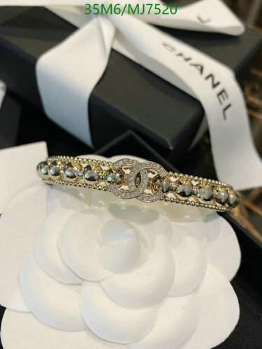 Chanel Gold-Tone Finish Metal & Strass Bangle, Adjustable Jewelry