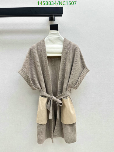 Loro Piana Wool Blend Short Sleeve Cardigan with Leather Pocket Detail