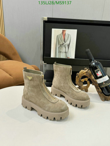 Prada Women's Cowhide Ankle Boots with Zipper Detail - EU35-42 - MS9137 5 Prada Women's Cowhide Ankle Boots with Zipper Detail - EU35-42 - MS9137