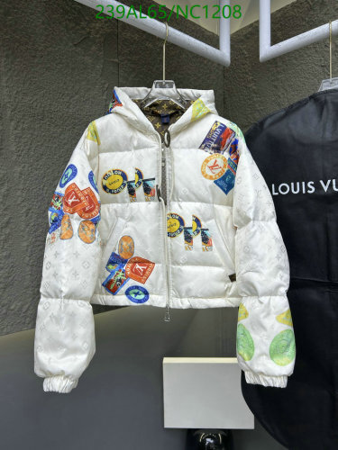 Louis Vuitton Women's White Down Jacket with Signature Patches | Sizes S-L