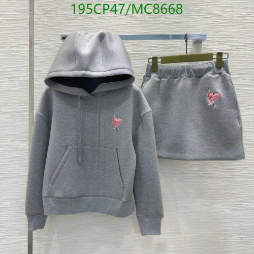 Gucci Women's Grey Hoodie and Skirt Set with Heart Embroidery - MC8668