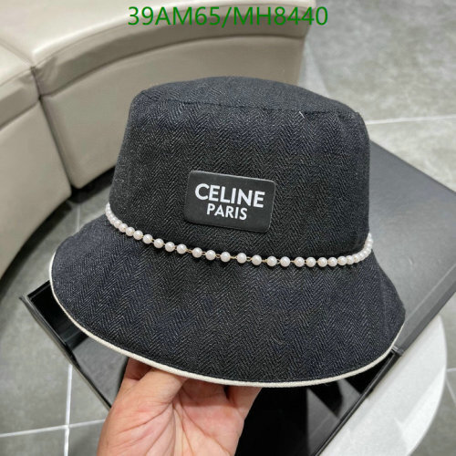 Celine Paris Women's Black Bucket Hat with Pearl Detailing - Stylish & Chic