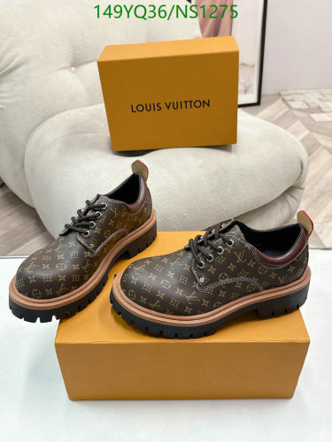 Louis Vuitton Men's Brown Monogrammed Cowhide Leather Lace-Up Dress Shoes