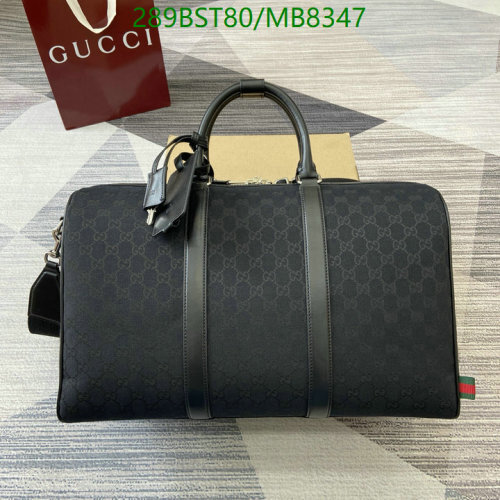 Gucci GG Canvas Duffle Bag, 45 cm - Black Leather Trim, Travel Ready