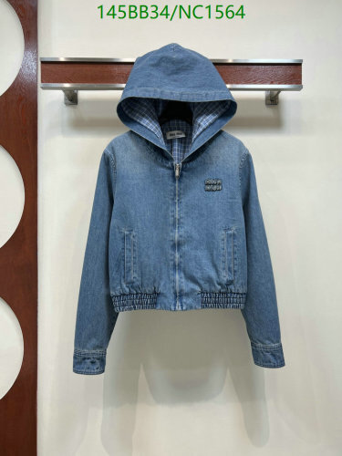 Miu Miu Denim Zip-Up Hoodie, Casual Jacket, Women's Fashion, Sizes S-L