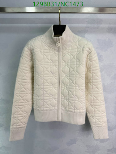 Dior Cream Wool Zip-Up Jacket with Cannage Stitching, Sizes S-L