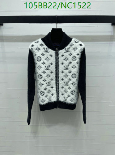 Louis Vuitton Wool Blend Monogram Zip-Up Cardigan, Black and White, S-L