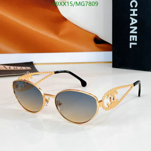 Chanel MG7809 Gold-Tone Oval Sunglasses with Gradient Lens, 60-19-150