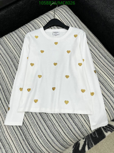 Chanel White Cotton Long Sleeve Top with Gold Heart Embellishments - Sizes S-L